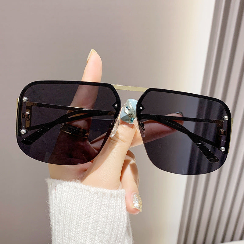 Wholesale New Sunglasses Men's Advanced Sense Metal Half-frame Aviator Sunglasses Women's Fashion